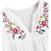 imageFloerns Womens Floral Embroidered V Neck Ruffle Cap Sleeve Peplum Blouse TopA White