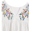 imageFloerns Womens Floral Embroidered V Neck Ruffle Cap Sleeve Peplum Blouse TopBlue Flower White