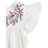 imageFloerns Womens Floral Embroidered V Neck Ruffle Cap Sleeve Peplum Blouse TopBlue Flower White