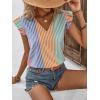 imageFloerns Womens Floral Embroidered V Neck Ruffle Cap Sleeve Peplum Blouse TopOrange Green Multi