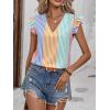 imageFloerns Womens Floral Embroidered V Neck Ruffle Cap Sleeve Peplum Blouse TopOrange Green Multi