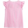 imageFloerns Womens Floral Embroidered V Neck Ruffle Cap Sleeve Peplum Blouse TopPink Stripe