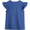 imageFloerns Womens Floral Embroidered V Neck Ruffle Cap Sleeve Peplum Blouse TopPlain Blue