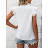 imageFloerns Womens Floral Embroidered V Neck Ruffle Cap Sleeve Peplum Blouse TopWhite Cream