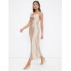 imageFloerns Womens Spaghetti Strap Cowl Neck Long Slip Satin Silk Midi DressApricot
