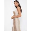 imageFloerns Womens Spaghetti Strap Cowl Neck Long Slip Satin Silk Midi DressApricot
