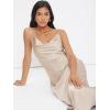 imageFloerns Womens Spaghetti Strap Cowl Neck Long Slip Satin Silk Midi DressApricot