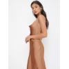 imageFloerns Womens Spaghetti Strap Cowl Neck Long Slip Satin Silk Midi DressApricot Solid