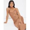 imageFloerns Womens Spaghetti Strap Cowl Neck Long Slip Satin Silk Midi DressApricot Solid