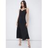 imageFloerns Womens Spaghetti Strap Cowl Neck Long Slip Satin Silk Midi DressBlack