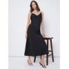 imageFloerns Womens Spaghetti Strap Cowl Neck Long Slip Satin Silk Midi DressBlack