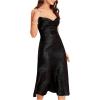 imageFloerns Womens Spaghetti Strap Cowl Neck Long Slip Satin Silk Midi DressBlack Floral