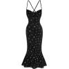 imageFloerns Womens Spaghetti Strap Cowl Neck Long Slip Satin Silk Midi DressBlack Galaxy