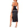 imageFloerns Womens Spaghetti Strap Cowl Neck Long Slip Satin Silk Midi DressBlack Ink