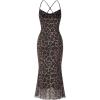 imageFloerns Womens Spaghetti Strap Cowl Neck Long Slip Satin Silk Midi DressBlack Leopard