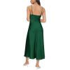 imageFloerns Womens Spaghetti Strap Cowl Neck Long Slip Satin Silk Midi DressDark Green