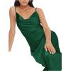 imageFloerns Womens Spaghetti Strap Cowl Neck Long Slip Satin Silk Midi DressDark Green