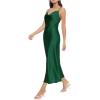 imageFloerns Womens Spaghetti Strap Cowl Neck Long Slip Satin Silk Midi DressDark Green