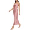 imageFloerns Womens Spaghetti Strap Cowl Neck Long Slip Satin Silk Midi DressDusty Pink