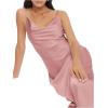 imageFloerns Womens Spaghetti Strap Cowl Neck Long Slip Satin Silk Midi DressDusty Pink