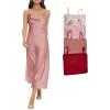 imageFloerns Womens Spaghetti Strap Cowl Neck Long Slip Satin Silk Midi DressDusty Pink
