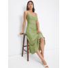 imageFloerns Womens Spaghetti Strap Cowl Neck Long Slip Satin Silk Midi DressGreen