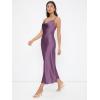 imageFloerns Womens Spaghetti Strap Cowl Neck Long Slip Satin Silk Midi DressPurple