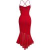 imageFloerns Womens Spaghetti Strap Cowl Neck Long Slip Satin Silk Midi DressRed Solid