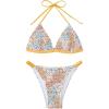 imageFloerns Womens 2 Piece Bathing Suit Lace Up Back Halter Triangle Bikini SwimsuitOrange Random