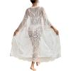imageFloerns Womens Embroidery Sheer Mesh 34 Sleeve Swimwear Long Kimono CardiganApricot