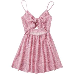 imageFloerns Womens Boho Floral Print Twist Front Cami A Line Mini DressDusty Pink Floral