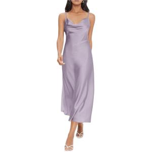 imageFloerns Womens Spaghetti Strap Cowl Neck Long Slip Satin Silk Midi DressLilac Purple