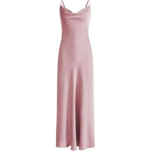 imageFloerns Womens Spaghetti Strap Cowl Neck Long Slip Satin Silk Midi DressPink