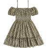 imageFloerns Girls Boho Floral Cold Shoulder Short Sleeve Ruffle Hem A Line DressGreen