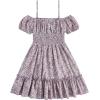 imageFloerns Girls Boho Floral Cold Shoulder Short Sleeve Ruffle Hem A Line DressMauve Purple