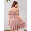 imageFloerns Girls Boho Floral Cold Shoulder Short Sleeve Ruffle Hem A Line DressPink