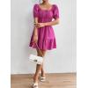 imageFloerns Womens Boho Square Neck Puff Short Sleeve Self Tie Front A Line DressRose Pink