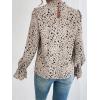 imageFloerns Womens Floral Print Ruffle Trim Long Sleeve Mock Neck Blouse TopApricot