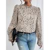 imageFloerns Womens Floral Print Ruffle Trim Long Sleeve Mock Neck Blouse TopApricot