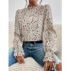 imageFloerns Womens Floral Print Ruffle Trim Long Sleeve Mock Neck Blouse TopApricot