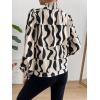 imageFloerns Womens Floral Print Ruffle Trim Long Sleeve Mock Neck Blouse TopIvory Black White