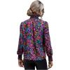 imageFloerns Womens Floral Print Ruffle Trim Long Sleeve Mock Neck Blouse TopPurple Floral