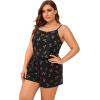 imageFloerns Womens Plus Size Cherry Print Cami Top and Shorts Pajama SetsAblack