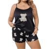 imageFloerns Womens Plus Size Cherry Print Cami Top and Shorts Pajama SetsBlack Bear