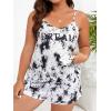 imageFloerns Womens Plus Size Cherry Print Cami Top and Shorts Pajama SetsBlack Tie Dye