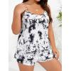 imageFloerns Womens Plus Size Cherry Print Cami Top and Shorts Pajama SetsBlack Tie Dye