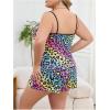 imageFloerns Womens Plus Size Cherry Print Cami Top and Shorts Pajama SetsMulticolor Leopard