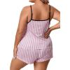 imageFloerns Womens Plus Size Cherry Print Cami Top and Shorts Pajama SetsPale Pink Striped