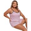 imageFloerns Womens Plus Size Cherry Print Cami Top and Shorts Pajama SetsPale Pink Striped
