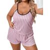 imageFloerns Womens Plus Size Cherry Print Cami Top and Shorts Pajama SetsPale Pink Striped